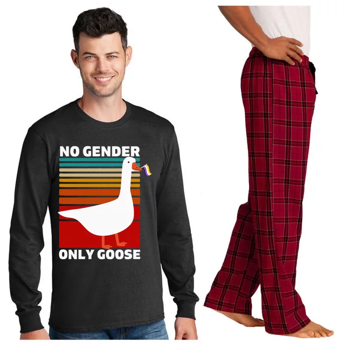 Pride Funny No Gender Only Goose Lgbtq Enby Flag Long Sleeve Pajama Set