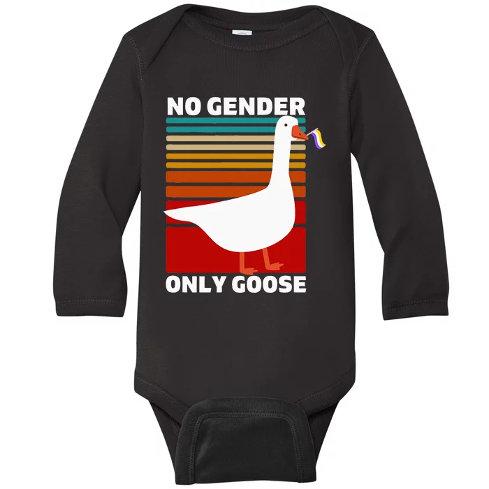 Pride Funny No Gender Only Goose Lgbtq Enby Flag Baby Long Sleeve Bodysuit