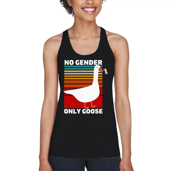 Pride Funny No Gender Only Goose Lgbtq Enby Flag Women's Racerback Tank