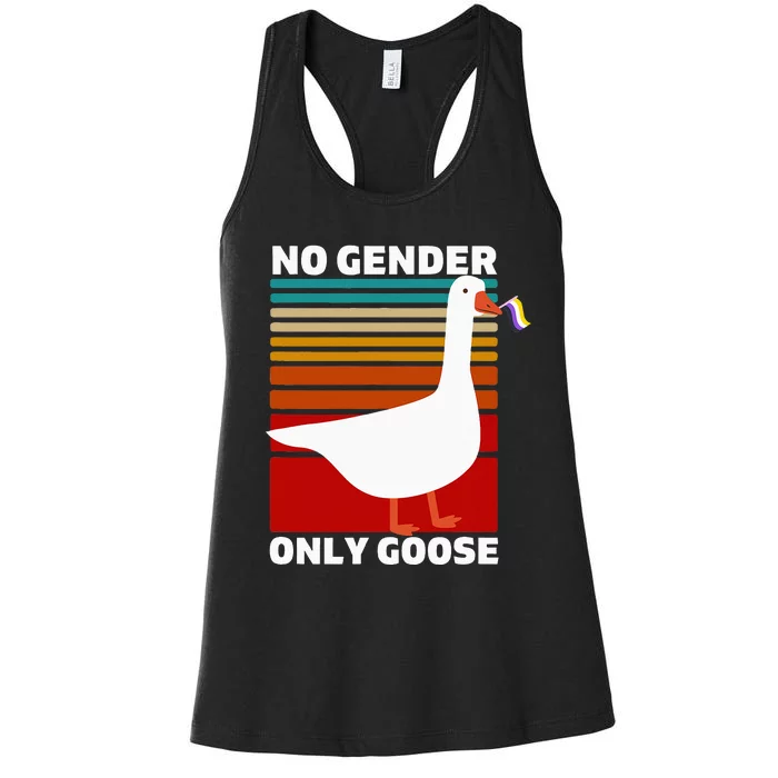 Pride Funny No Gender Only Goose Lgbtq Enby Flag Women's Racerback Tank