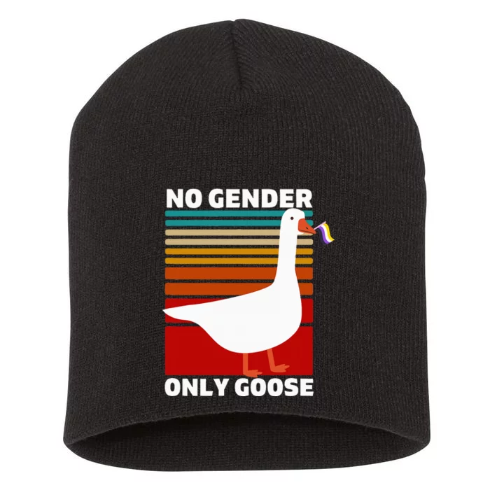 Pride Funny No Gender Only Goose Lgbtq Enby Flag Short Acrylic Beanie