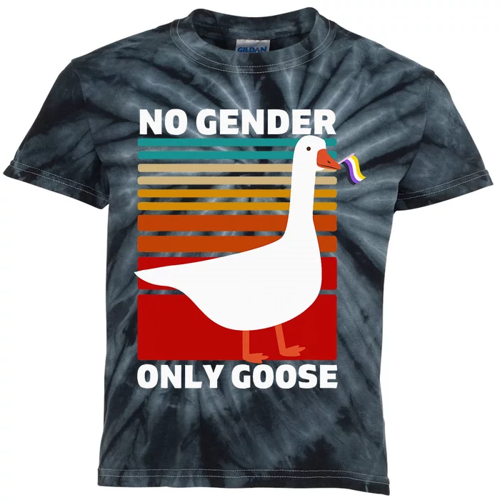 Pride Funny No Gender Only Goose Lgbtq Enby Flag Kids Tie-Dye T-Shirt