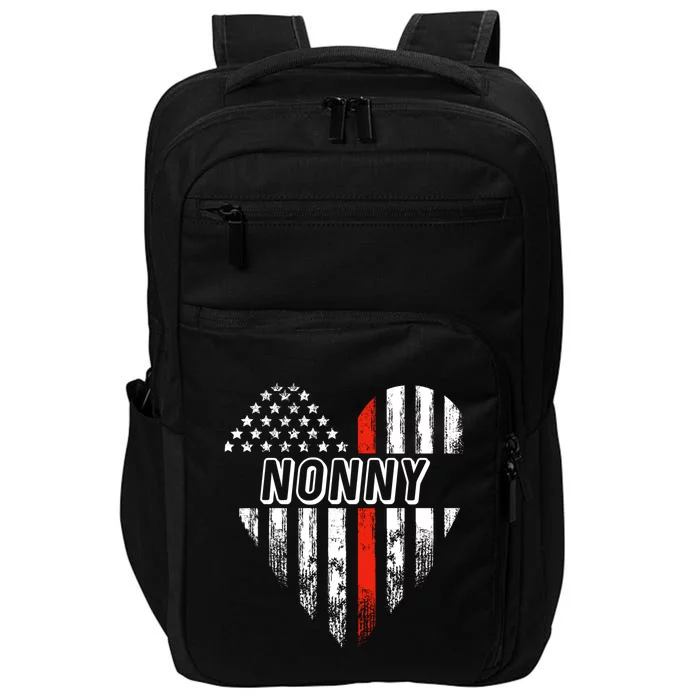 Proud Firefighter Nonny American Flag Heart Gift Impact Tech Backpack