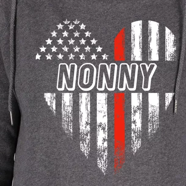 Proud Firefighter Nonny American Flag Heart Gift Womens Funnel Neck Pullover Hood