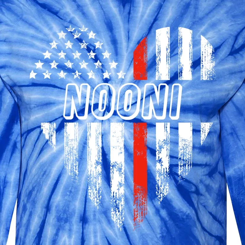 Proud Firefighter Nooni American Flag Heart Gift Tie-Dye Long Sleeve Shirt