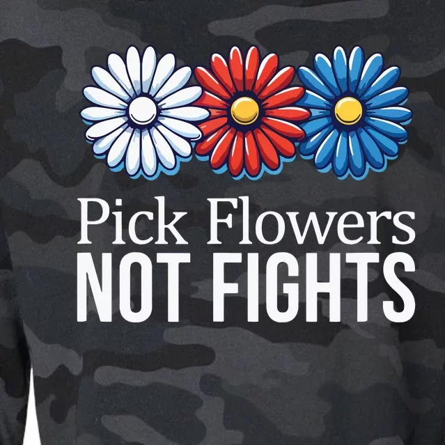 Pick Flowers Not Fights Cropped Pullover Crew