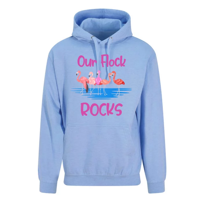 Pink Flamingo Our Flock Rocks Family Group Vacation Gift Unisex Surf Hoodie