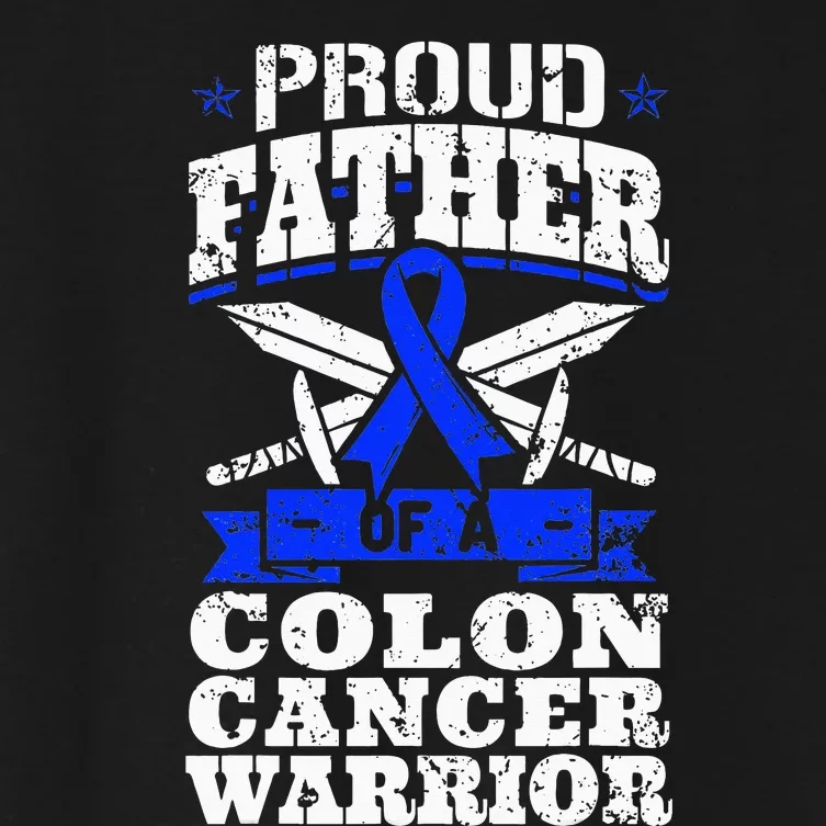 Proud Father Of A Colon Cancer Warrior Awareness Ribbon Women's Crop Top Tee