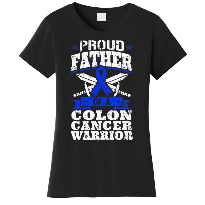 Proud Father Of A Colon Cancer Warrior Awareness Ribbon Women's T-Shirt