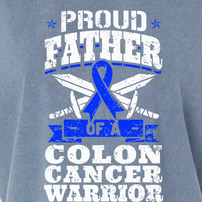 Proud Father Of A Colon Cancer Warrior Awareness Ribbon Garment-Dyed Women's Muscle Tee