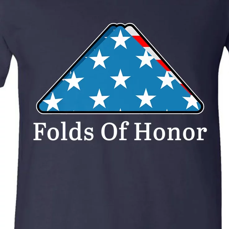 Patriotic Folds Of Honor Fallen Military First Responders V-Neck T-Shirt