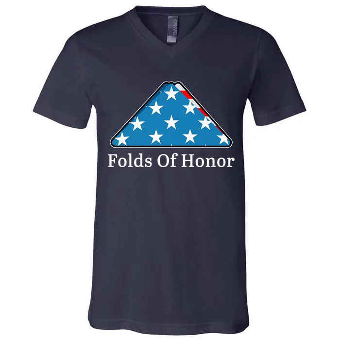 Patriotic Folds Of Honor Fallen Military First Responders V-Neck T-Shirt