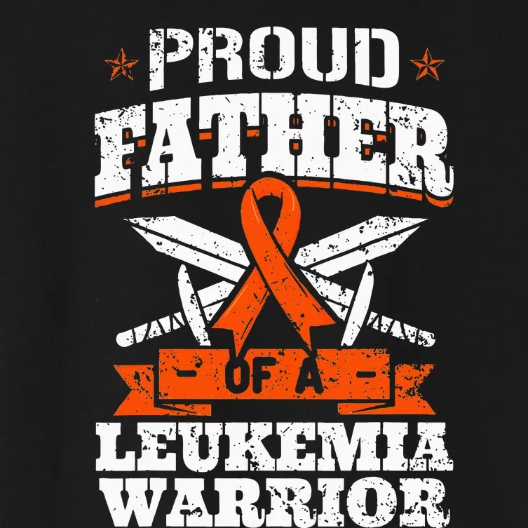 Proud Father Of A Leukemia Warrior Dad Awareness Ribbon Women's Crop Top Tee