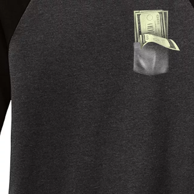 Pocket Full Of Cash Women's Tri-Blend 3/4-Sleeve Raglan Shirt