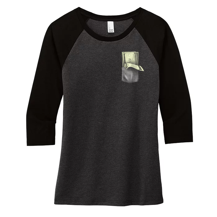 Pocket Full Of Cash Women's Tri-Blend 3/4-Sleeve Raglan Shirt