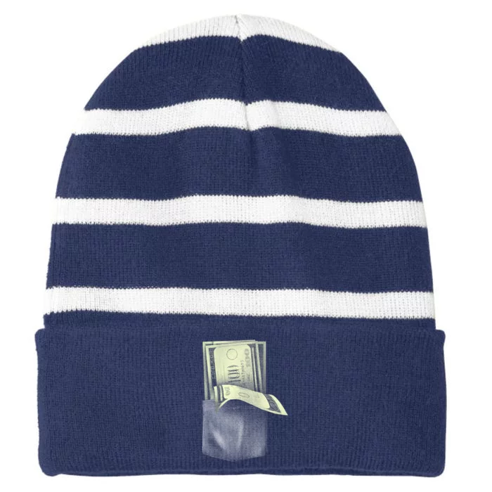 Pocket Full Of Cash Striped Beanie with Solid Band