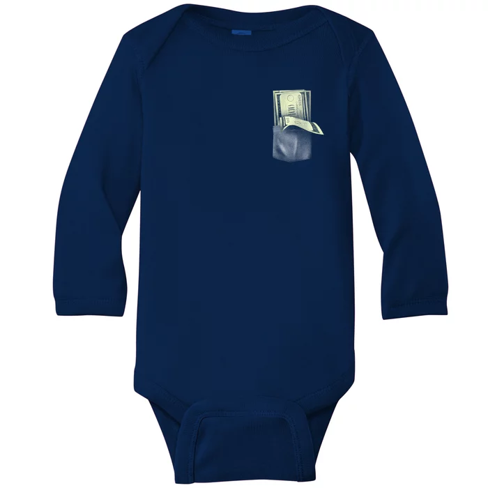 Pocket Full Of Cash Baby Long Sleeve Bodysuit