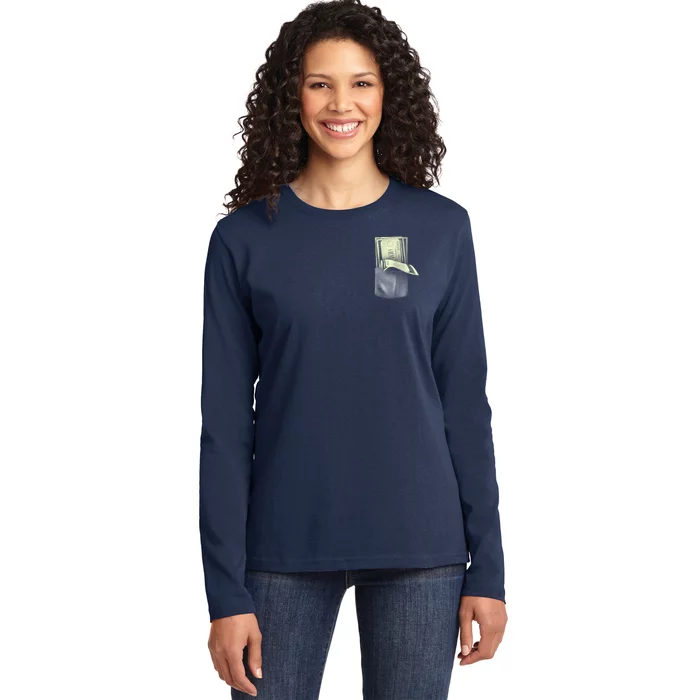 Pocket Full Of Cash Ladies Long Sleeve Shirt