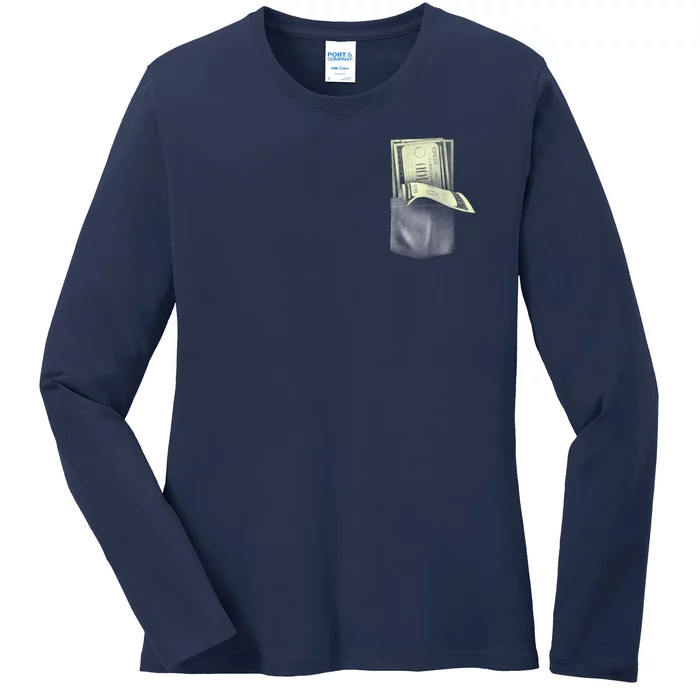 Pocket Full Of Cash Ladies Long Sleeve Shirt