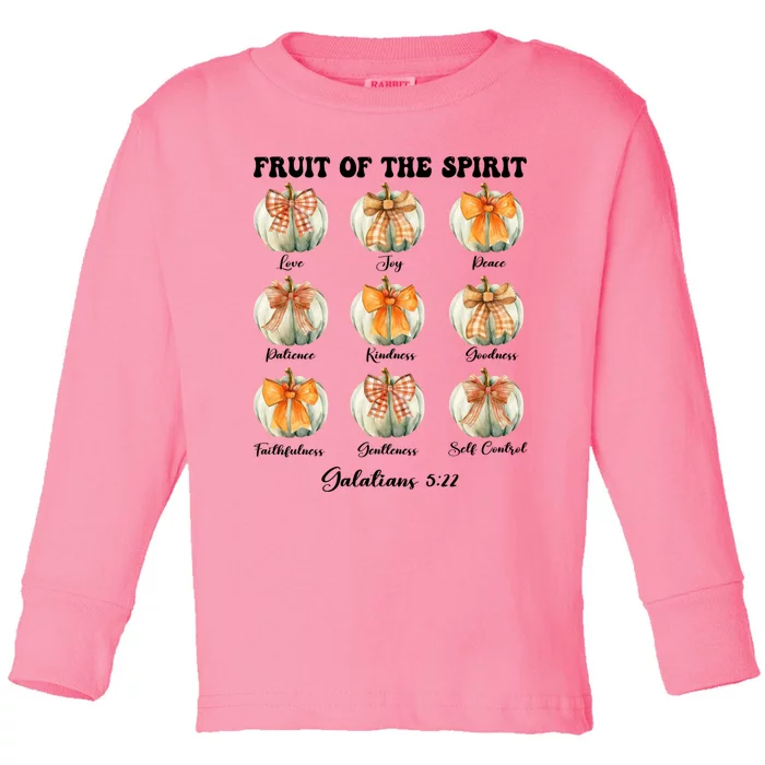 Pumpkin Fruit Of The Spirit Fall Halloween Bible Verse Toddler Long Sleeve Shirt