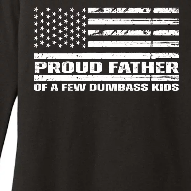 Proud Father Of A Few Dumbass Kids Usa Flag Funny Fathers Day Womens CVC Long Sleeve Shirt