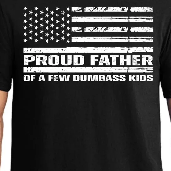 Proud Father Of A Few Dumbass Kids Usa Flag Funny Fathers Day Pajama Set