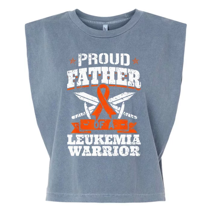 Proud Father Of A Leukemia Warrior Dad Awareness Ribbon Garment-Dyed Women's Muscle Tee