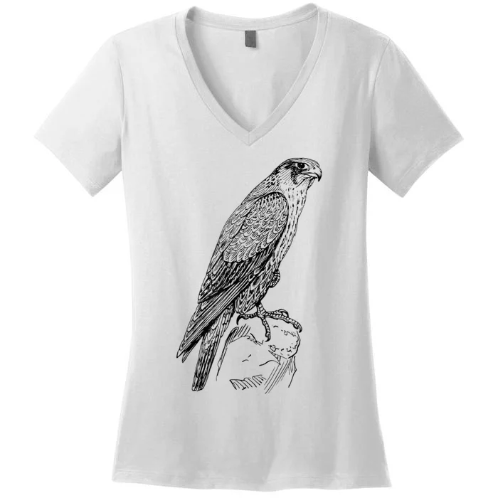 Peregrine Falcon Ornithology Falconer Bird Lover Women's V-Neck T-Shirt