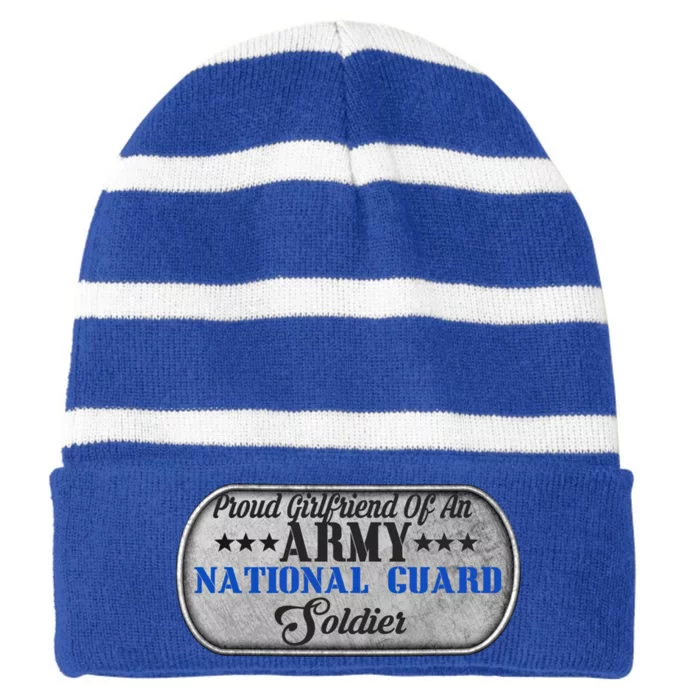 Proud Friend Of An Army National Guard U S Military Great Gift Striped Beanie with Solid Band