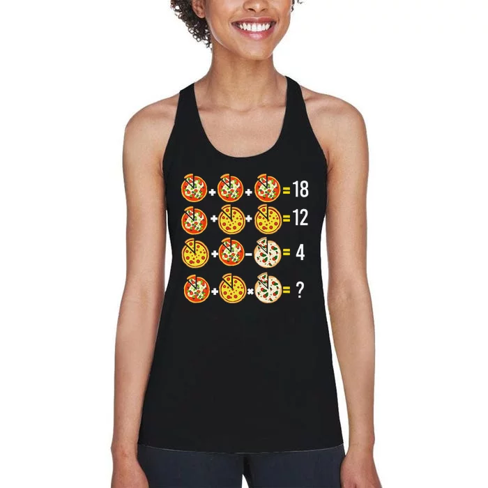 Pizza Funny Order Of Operations Pizza Quiz Math Teacher Women's Racerback Tank