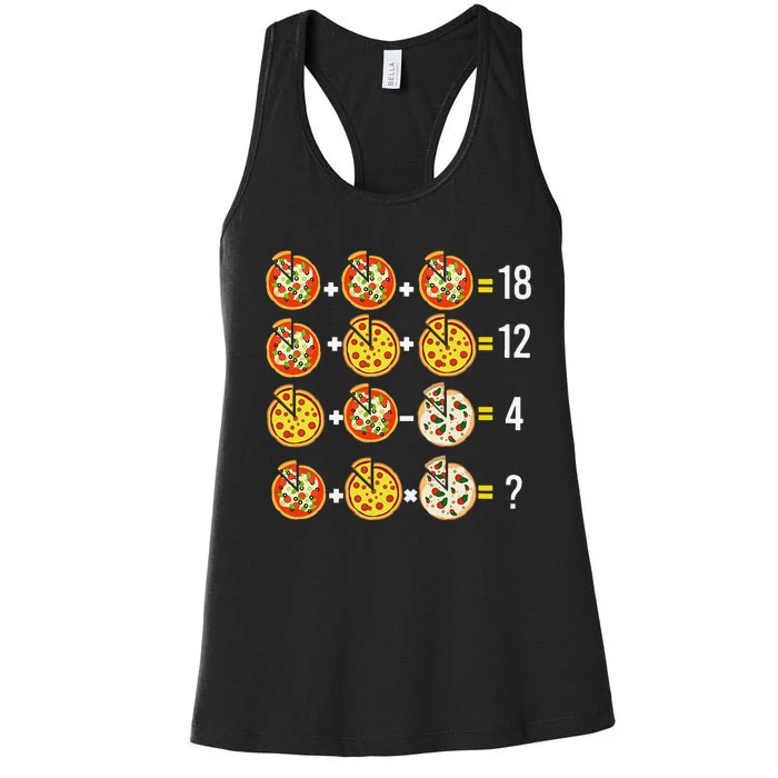 Pizza Funny Order Of Operations Pizza Quiz Math Teacher Women's Racerback Tank