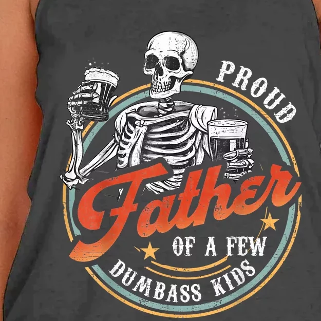 Proud Father Of A Few Dumbass Funny Dad Love Family Women's Knotted Racerback Tank