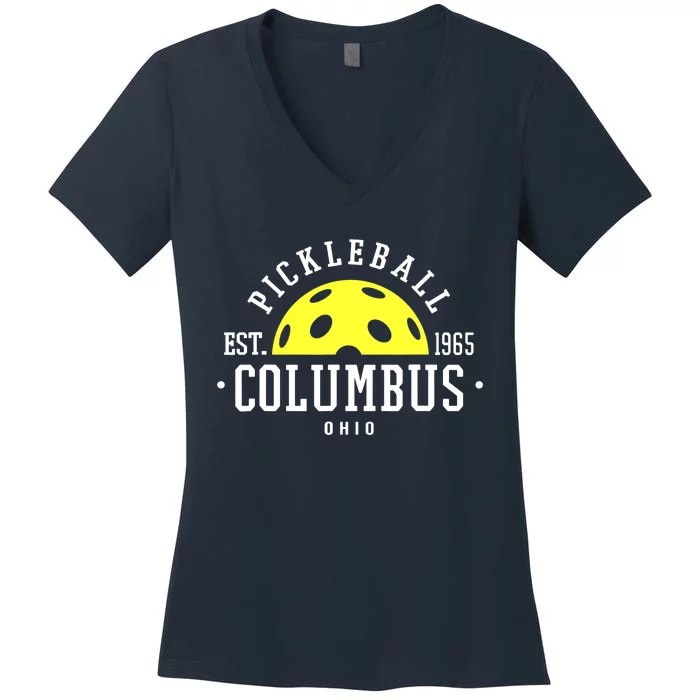 Pickleball For Pickleball Players In Columbus Ohio Yellow Women's V-Neck T-Shirt