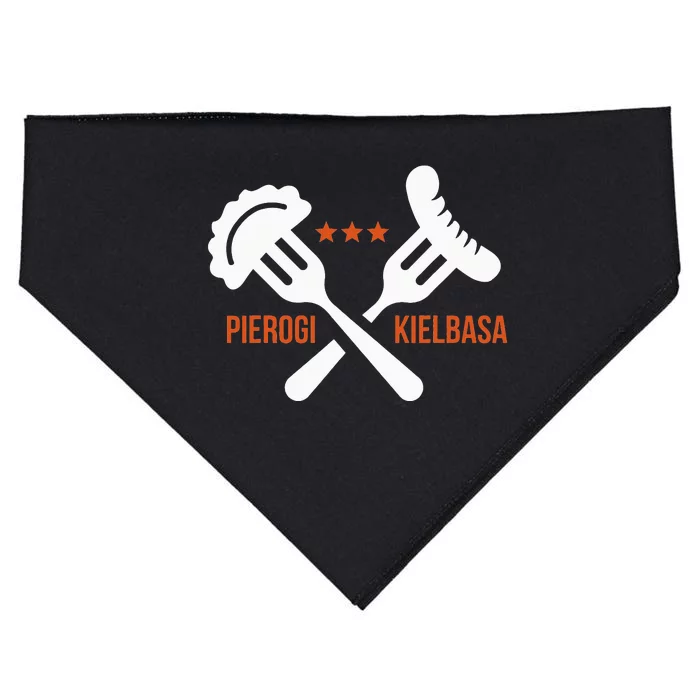 Poland Food Pierogi Kielbasa Polish quote USA-Made Doggie Bandana