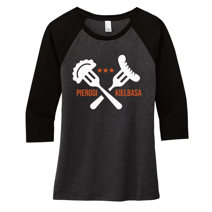 Poland Food Pierogi Kielbasa Polish quote Women's Tri-Blend 3/4-Sleeve Raglan Shirt