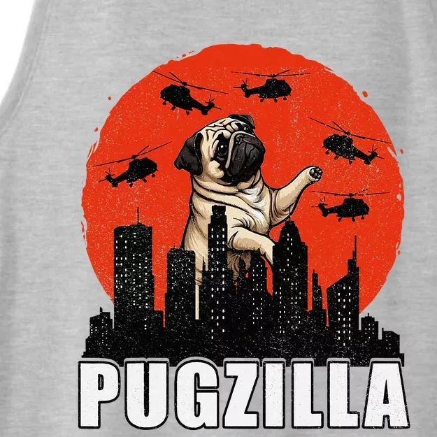 Pug Funny Pug Owner Pugzilla Dog Lover Ladies Tri-Blend Wicking Tank