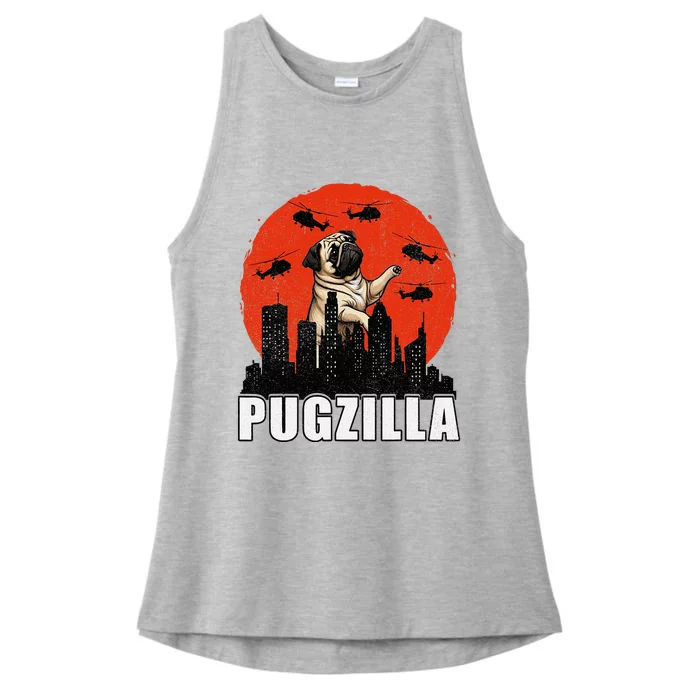 Pug Funny Pug Owner Pugzilla Dog Lover Ladies Tri-Blend Wicking Tank