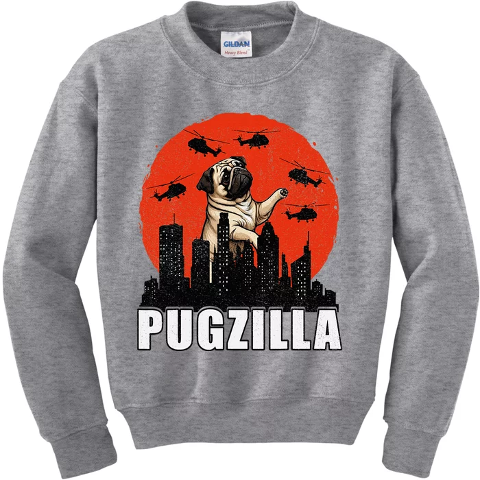 Pug Funny Pug Owner Pugzilla Dog Lover Kids Sweatshirt