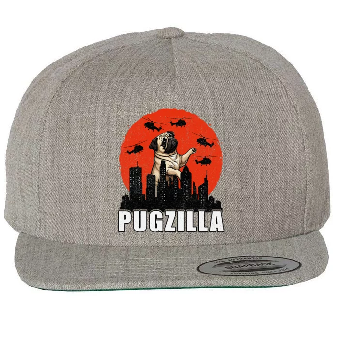 Pug Funny Pug Owner Pugzilla Dog Lover Wool Snapback Cap