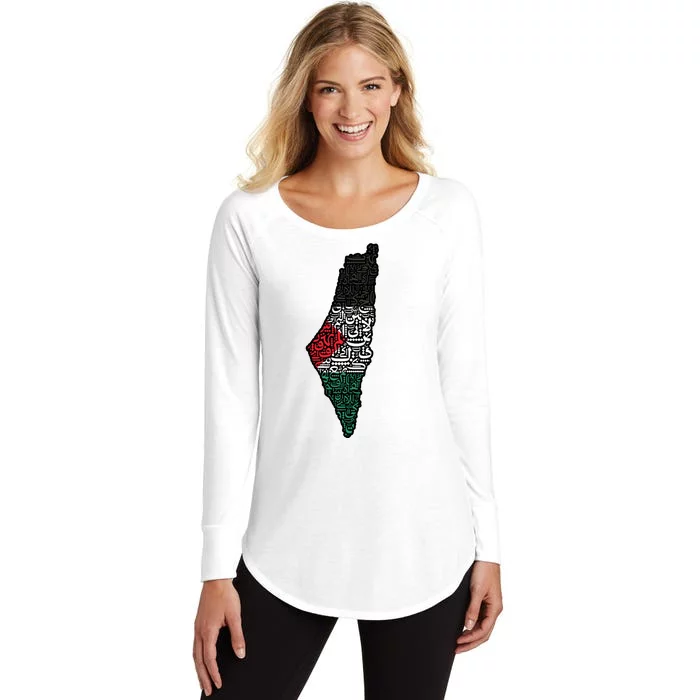 Palestine Flag Palestinian Women's Perfect Tri Tunic Long Sleeve Shirt