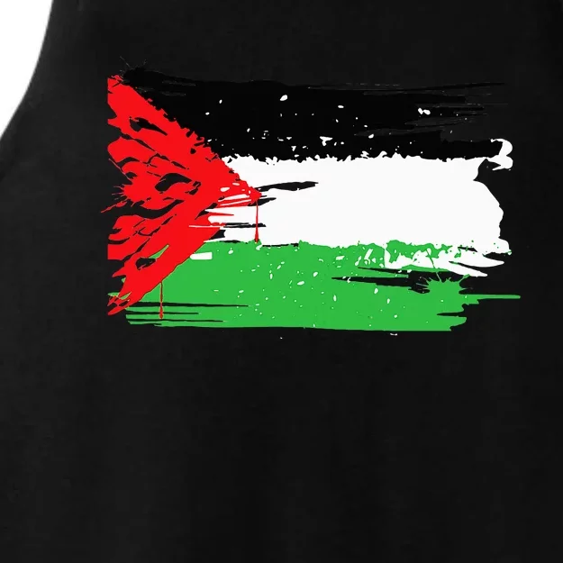 Palestine Flag Ladies Tri-Blend Wicking Tank