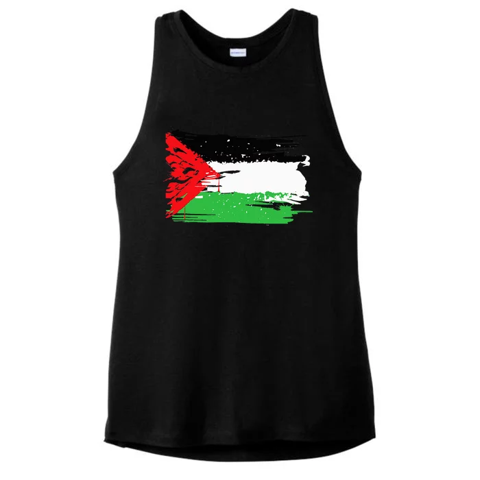 Palestine Flag Ladies Tri-Blend Wicking Tank