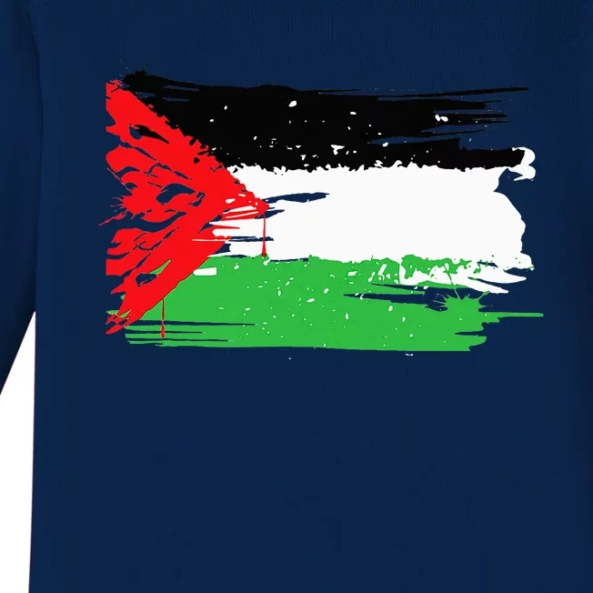 Palestine Flag Baby Long Sleeve Bodysuit