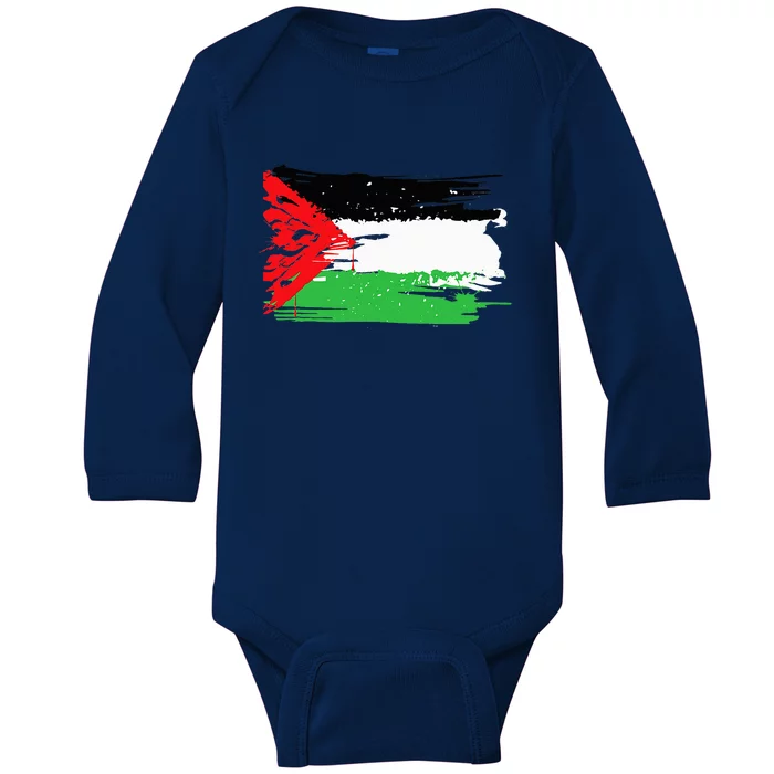 Palestine Flag Baby Long Sleeve Bodysuit