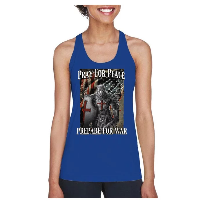 Pray For Peace Prepare For Freedom Believe Women's Racerback Tank