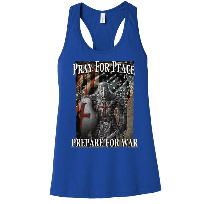 Pray For Peace Prepare For Freedom Believe Women's Racerback Tank