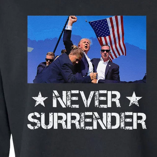 Pray For President Trump Never Surrender God Bless Trump Gift Cropped Pullover Crew