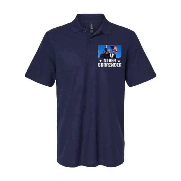 Pray For President Trump Never Surrender God Bless Trump Softstyle Adult Sport Polo