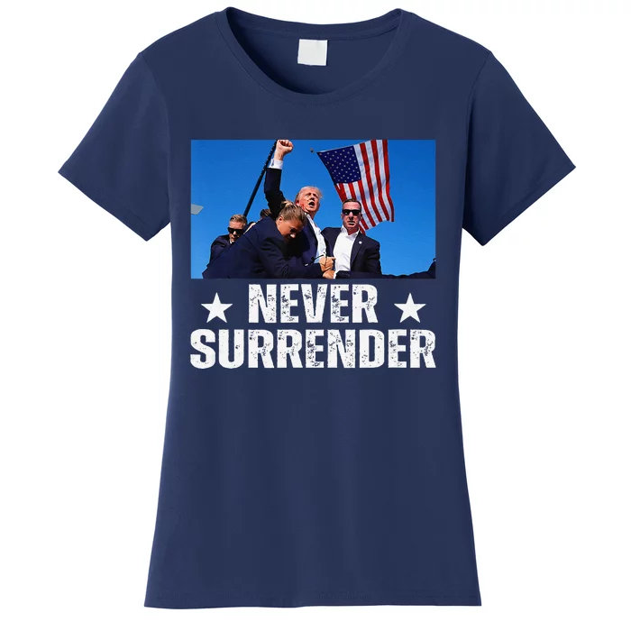 Pray For President Trump Never Surrender God Bless Trump Women's T-Shirt