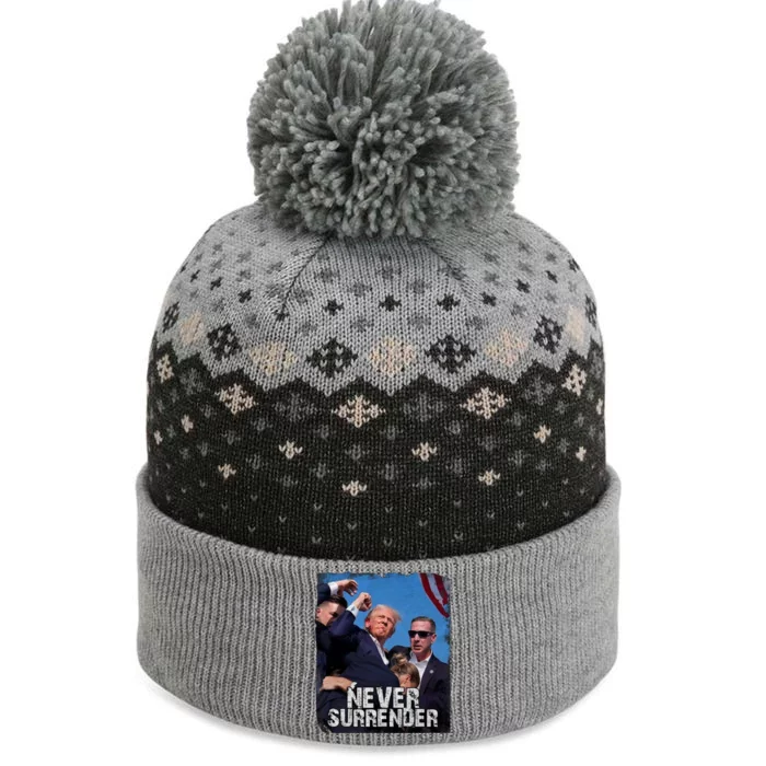 Pray For President Trump Never Surrender The Baniff Cuffed Pom Beanie